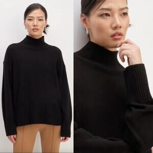 Everlane The Cashmere Oversized Turtleneck Sweater In Black Size Small New